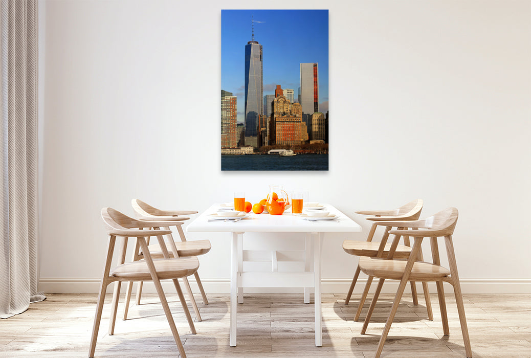 Premium Textil-Leinwand Premium Textil-Leinwand 80 cm x 120 cm  hoch Manhattan Skyline von New York City