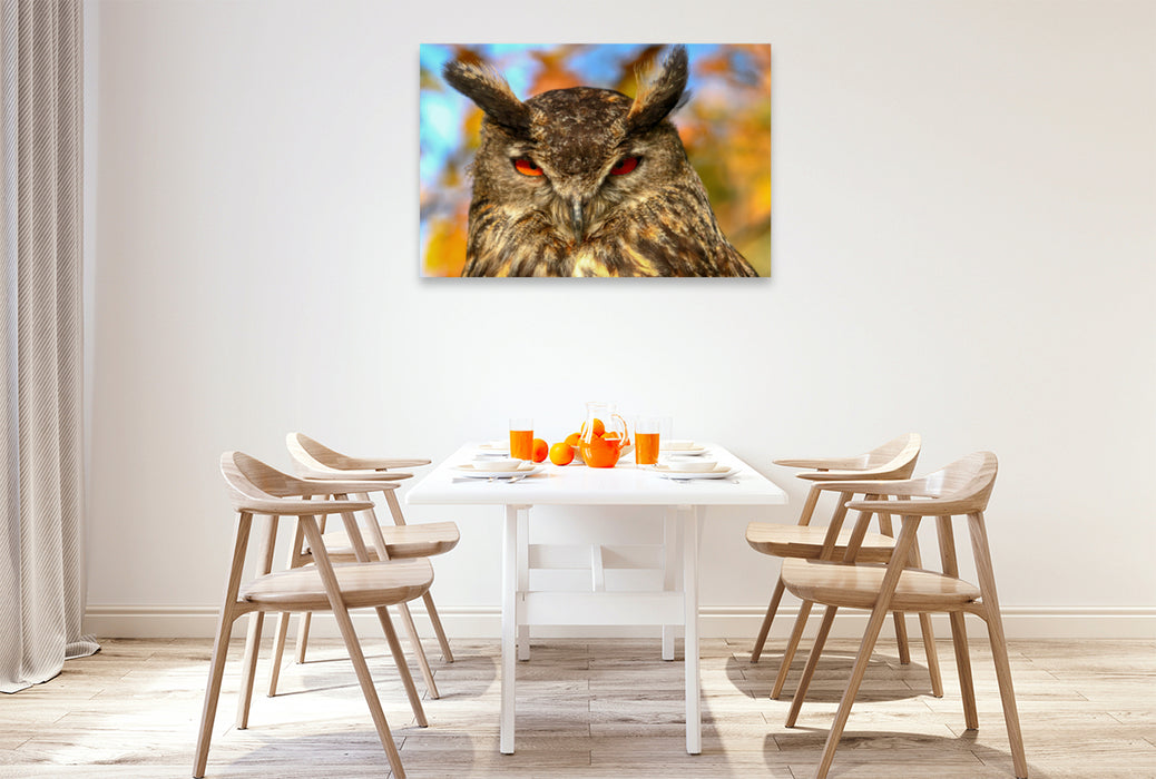 Premium textile canvas Premium textile canvas 120 cm x 80 cm landscape eagle owl 