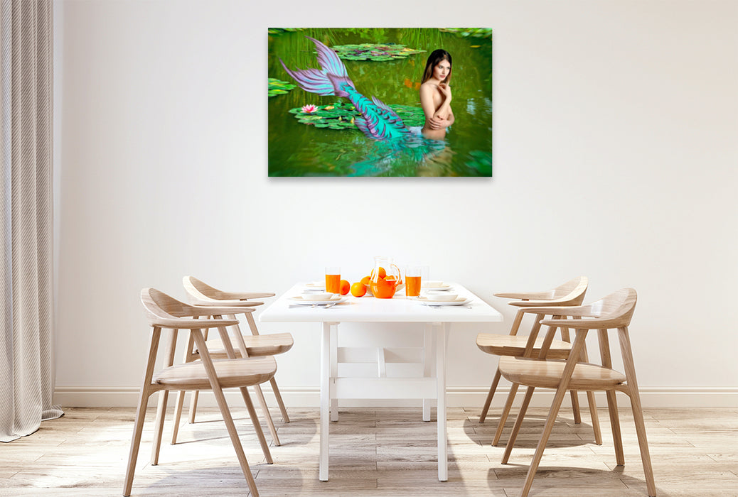 Premium textile canvas Premium textile canvas 120 cm x 80 cm landscape Mermaid 