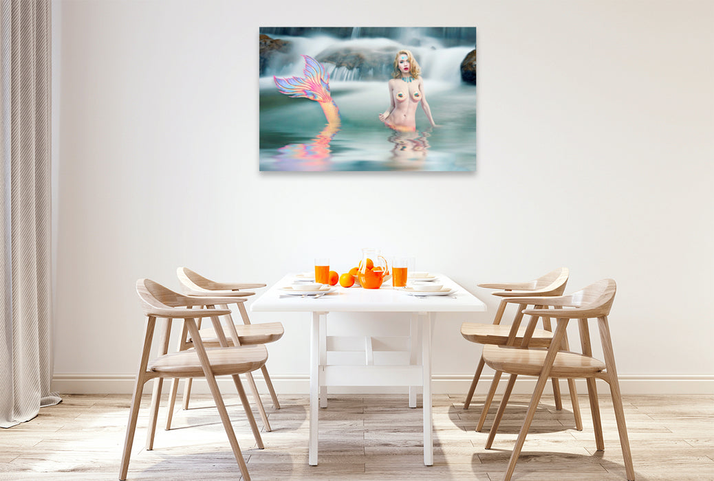 Premium textile canvas Premium textile canvas 120 cm x 80 cm landscape Mermaid 