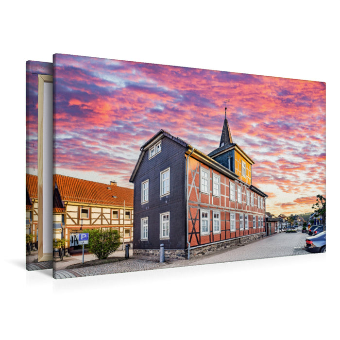 Premium textile canvas Premium textile canvas 120 cm x 80 cm landscape marketplace and tourist information 