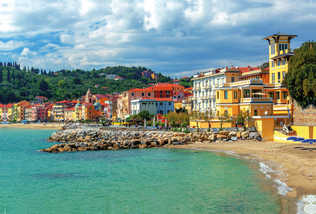 Premium textile canvas Premium textile canvas 120 cm x 80 cm across The long sandy beach in San Terenzo 