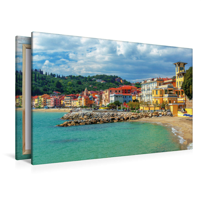 Premium textile canvas Premium textile canvas 120 cm x 80 cm across The long sandy beach in San Terenzo 