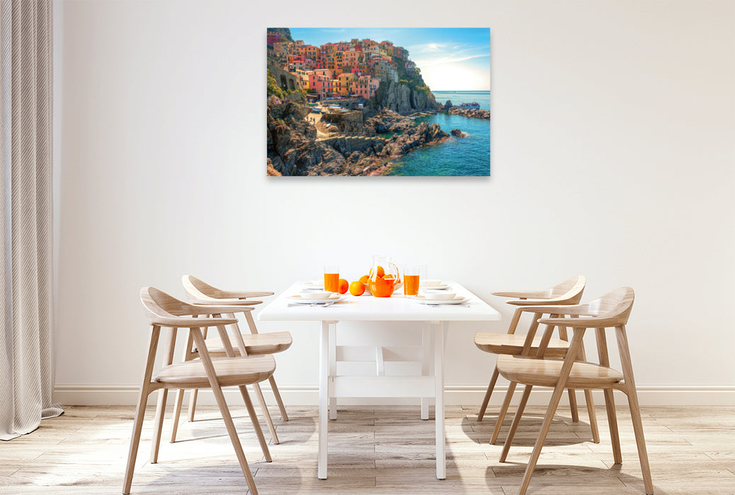 Premium textile canvas Premium textile canvas 120 cm x 80 cm landscape Manarola Marina 