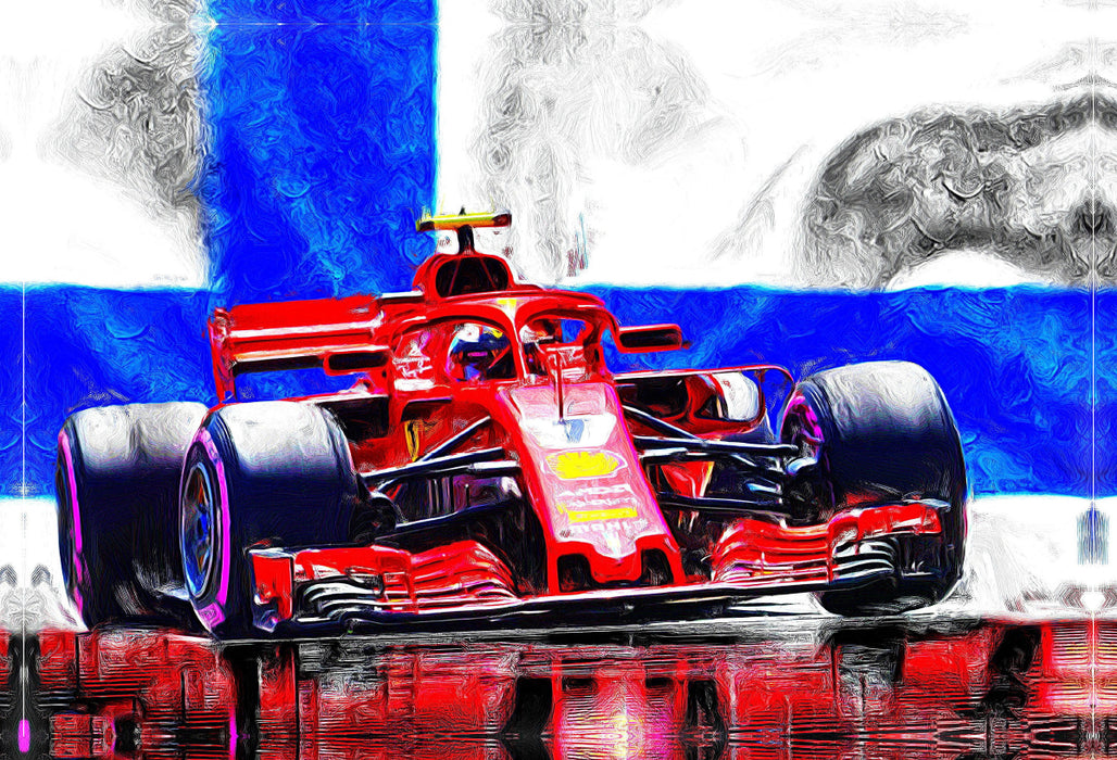 Premium textile canvas Premium textile canvas 90 cm x 60 cm landscape Kimi Räikkönen from Finland, 2007 Formula 1 world champion 