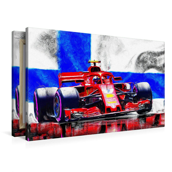 Premium textile canvas Premium textile canvas 90 cm x 60 cm landscape Kimi Räikkönen from Finland, 2007 Formula 1 world champion 