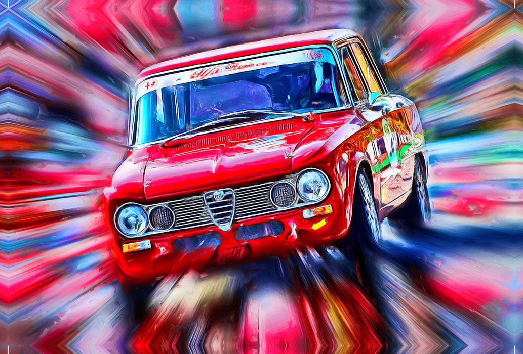 Premium textile canvas Premium textile canvas 120 cm x 80 cm across The Alfa Romeo Giulia is one of the most popular oldies from the Italian car manufacturer. 
