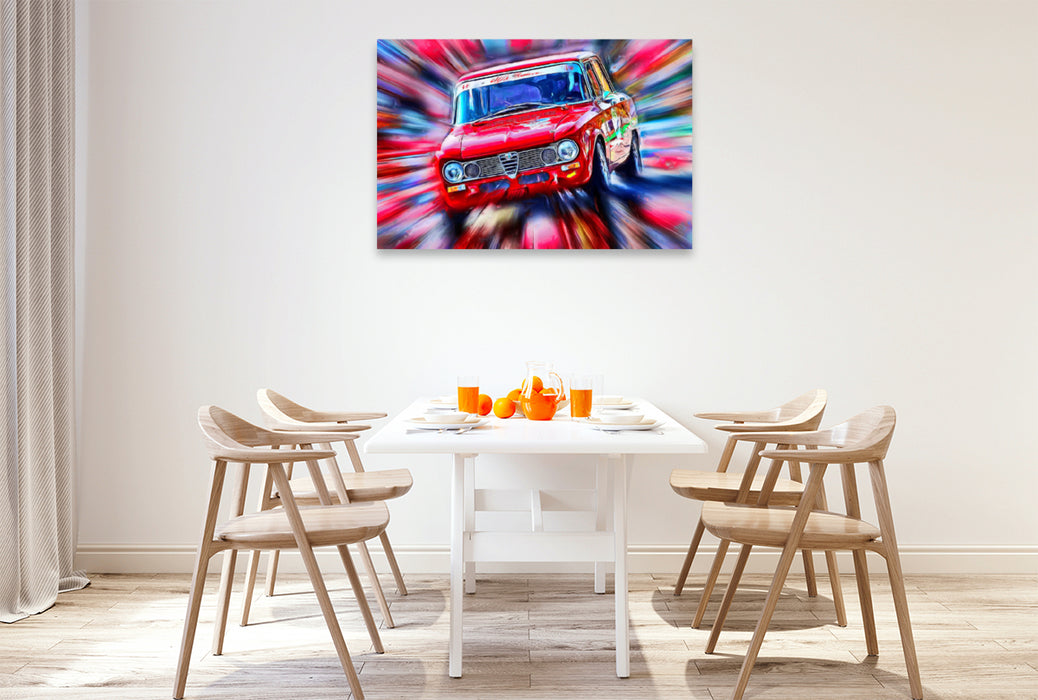 Premium textile canvas Premium textile canvas 120 cm x 80 cm across The Alfa Romeo Giulia is one of the most popular oldies from the Italian car manufacturer. 