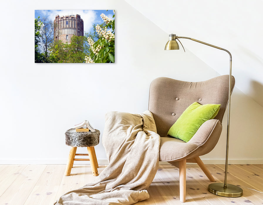 Premium textile canvas Premium textile canvas 75 cm x 50 cm landscape Old water tower 