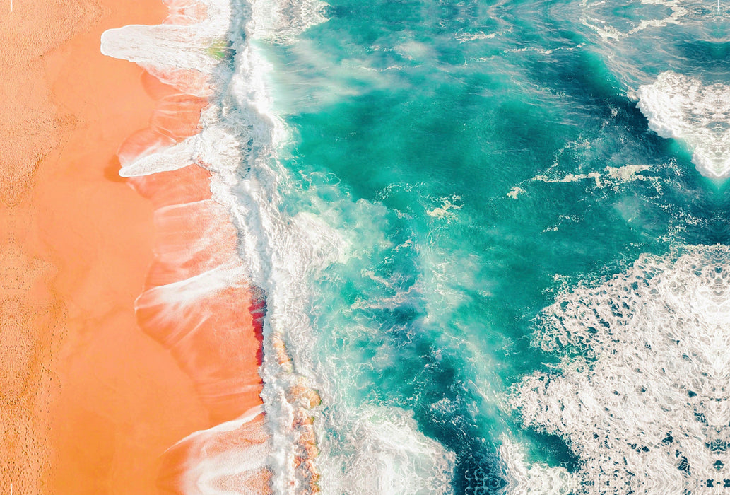 Premium textile canvas Premium textile canvas 120 cm x 80 cm landscape Fantastic red sandy beach from a bird's eye view 