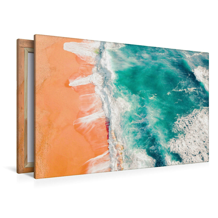 Premium textile canvas Premium textile canvas 120 cm x 80 cm landscape Fantastic red sandy beach from a bird's eye view 