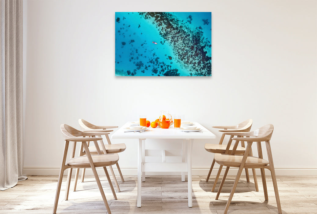 Premium textile canvas Premium textile canvas 120 cm x 80 cm landscape Tropical coral reef from above 