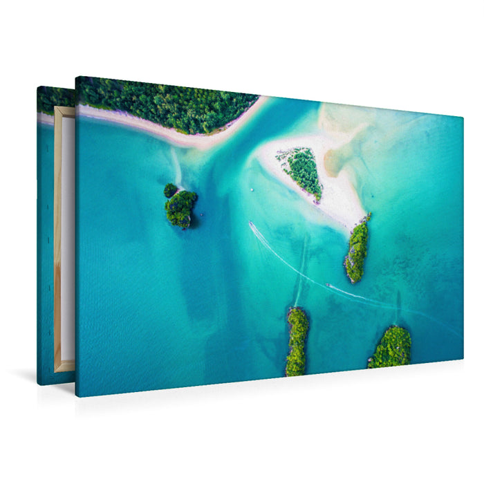 Premium textile canvas Premium textile canvas 120 cm x 80 cm landscape Fantastic island world from above 