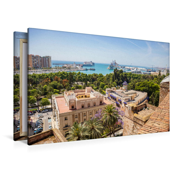 Premium Textil-Leinwand Premium Textil-Leinwand 120 cm x 80 cm quer Ausblick auf den Hafen von der Festung Alcazaba