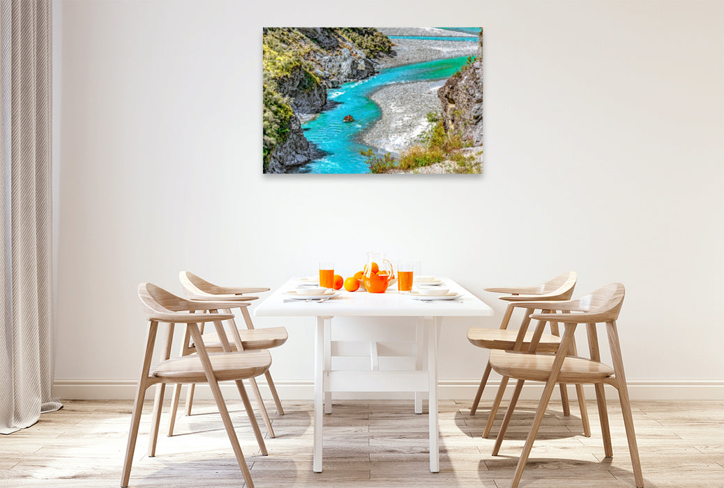 Premium textile canvas Premium textile canvas 120 cm x 80 cm landscape New Zealand - Skippers Canyon 