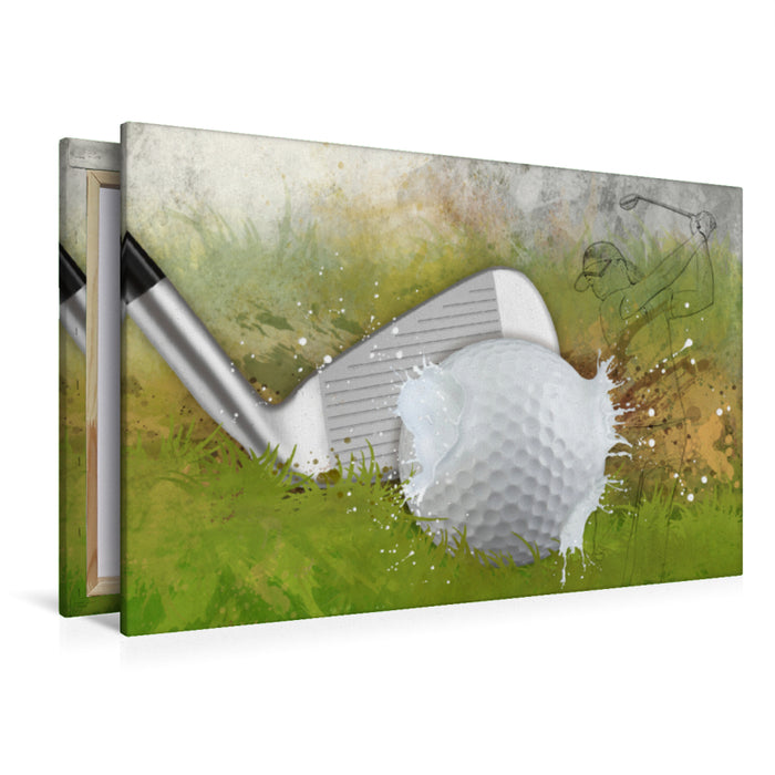 Premium Textil-Leinwand Premium Textil-Leinwand 120 cm x 80 cm quer SPORT trifft SPLASH - Golf