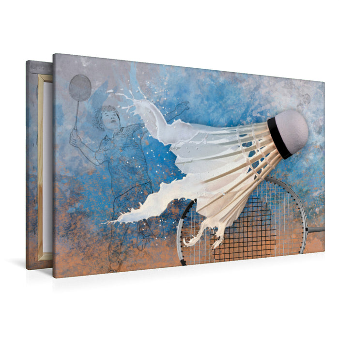 Premium textile canvas Premium textile canvas 120 cm x 80 cm landscape SPORT meets SPLASH - Badminton 