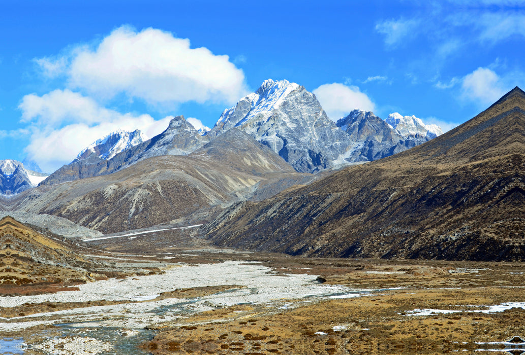 Premium textile canvas Premium textile canvas 120 cm x 80 cm landscape mountain panorama near Pheriche at 4400 m altitude 