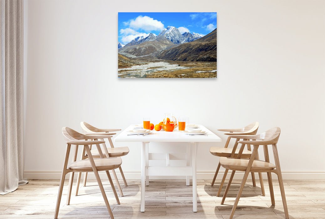 Premium textile canvas Premium textile canvas 120 cm x 80 cm landscape mountain panorama near Pheriche at 4400 m altitude 