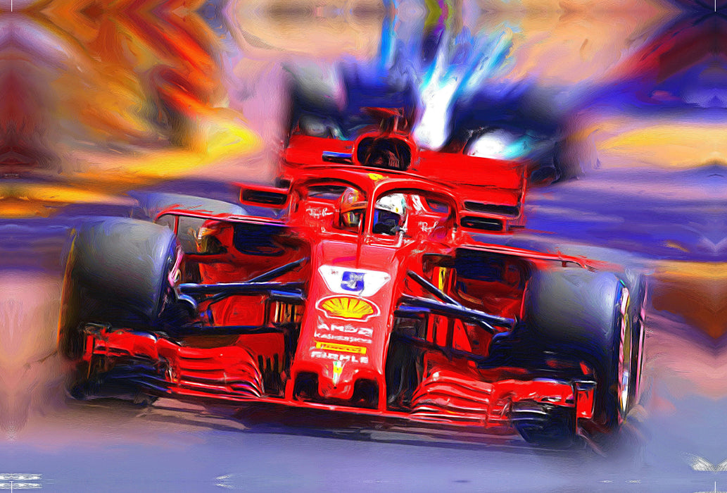Premium textile canvas Premium textile canvas 120 cm x 80 cm across Vettel is the most successful German Formula 1 racing driver after Michael Schumacher from Kerpen. 