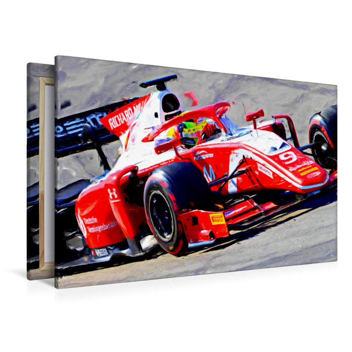 Premium textile canvas Premium textile canvas 120 cm x 80 cm landscape Mick Schumacher, son of the legend Michael Schumacher, starts in Formula 2. 