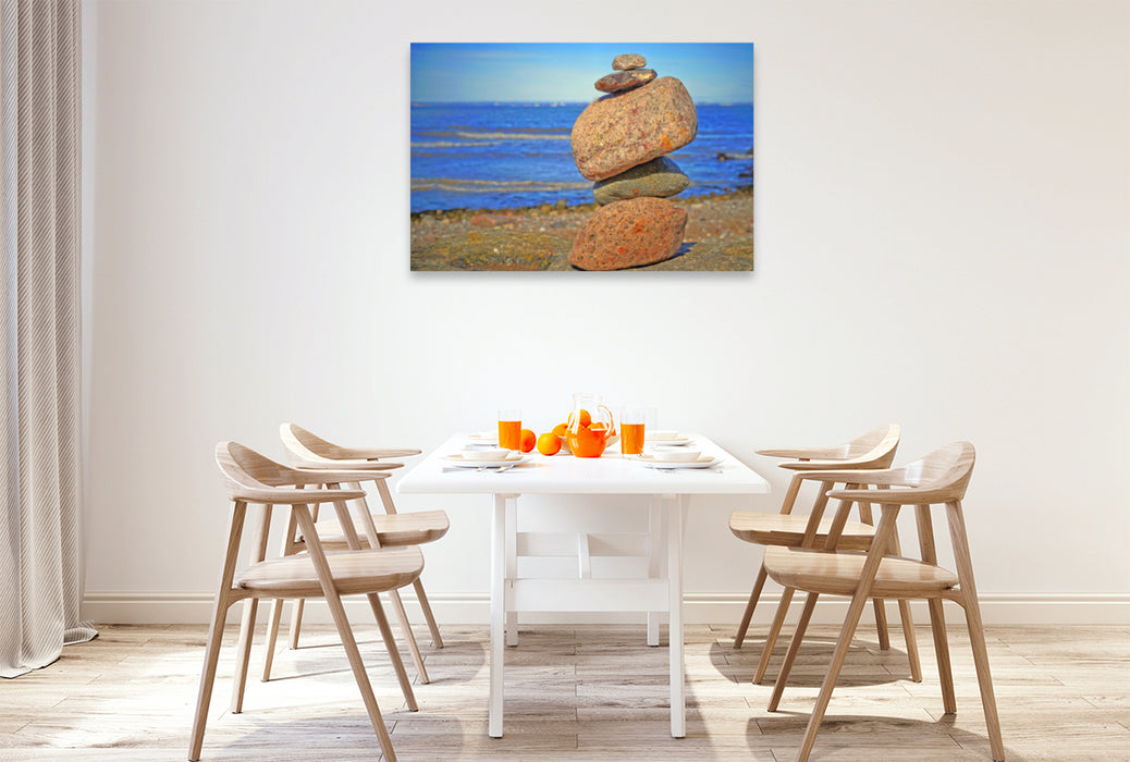 Premium textile canvas Premium textile canvas 120 cm x 80 cm landscape stones tower 