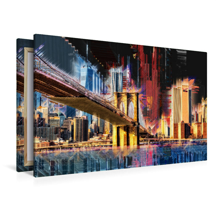 Premium textile canvas Premium textile canvas 120 cm x 80 cm landscape New York, Brooklyn Bridge 