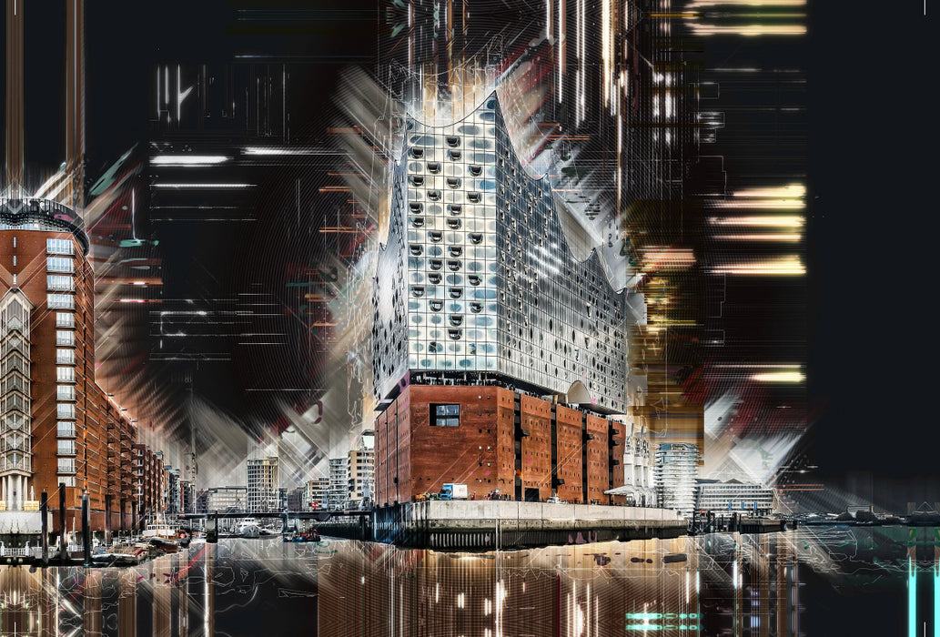 Premium textile canvas Premium textile canvas 120 cm x 80 cm landscape Hamburg Elbphilharmonie 