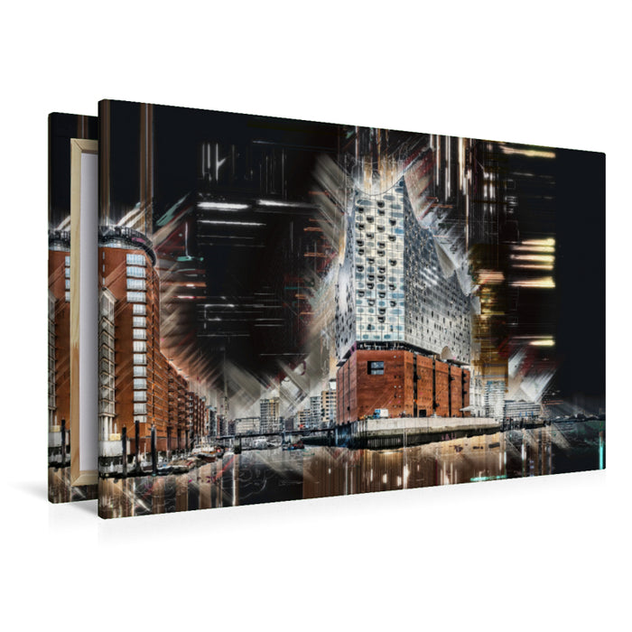 Premium textile canvas Premium textile canvas 120 cm x 80 cm landscape Hamburg Elbphilharmonie 