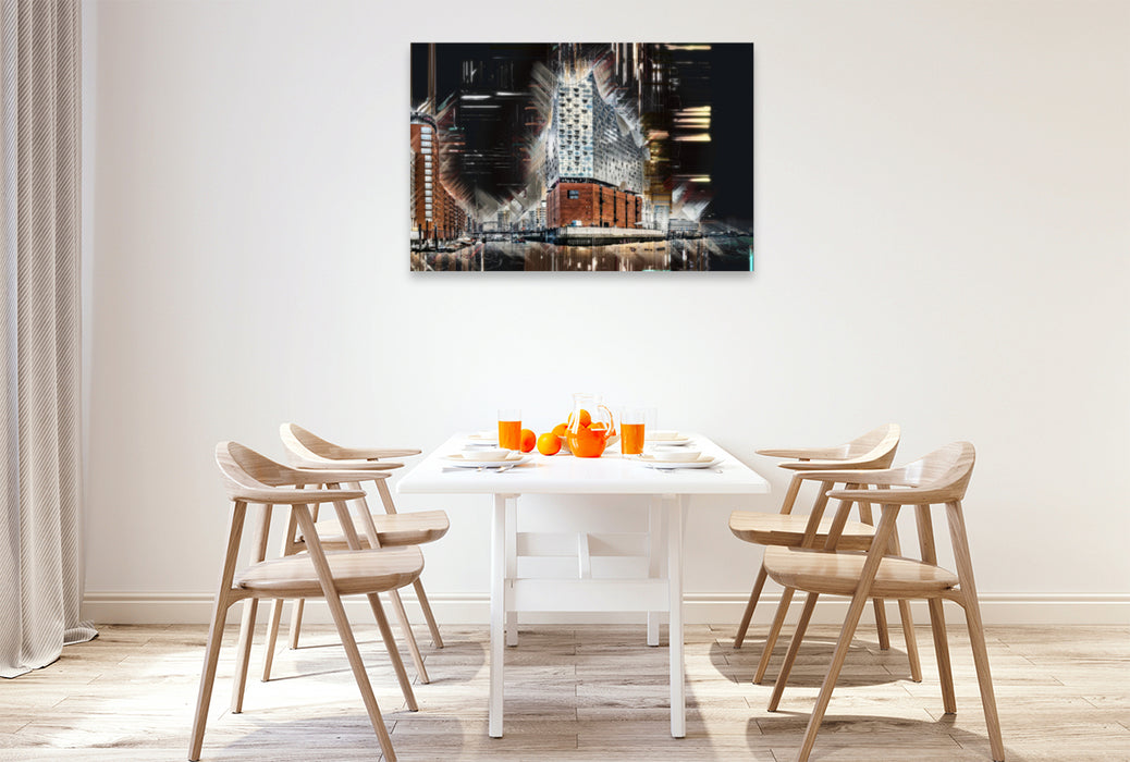 Premium textile canvas Premium textile canvas 120 cm x 80 cm landscape Hamburg Elbphilharmonie 