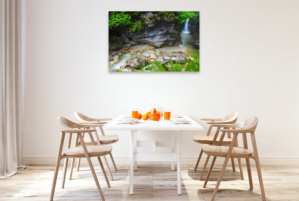 Premium textile canvas Premium textile canvas 120 cm x 80 cm landscape Soca, Slovenia 