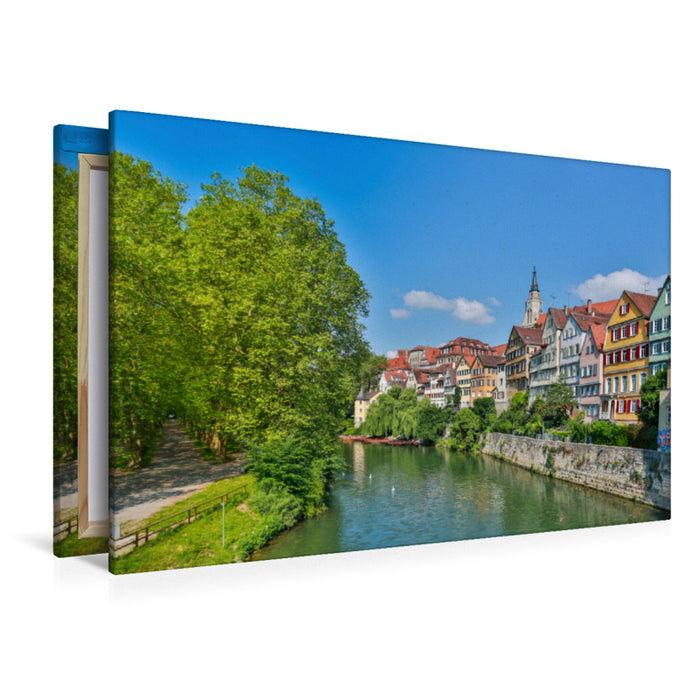 Premium textile canvas Premium textile canvas 120 cm x 80 cm across Tübingen Neckar front with plane tree avenue 