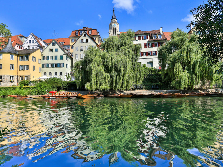 Tübinger Neckarfront mit Stocherkahnanlegestelle - CALVENDO Foto-Puzzle - calvendoverlag 29.99