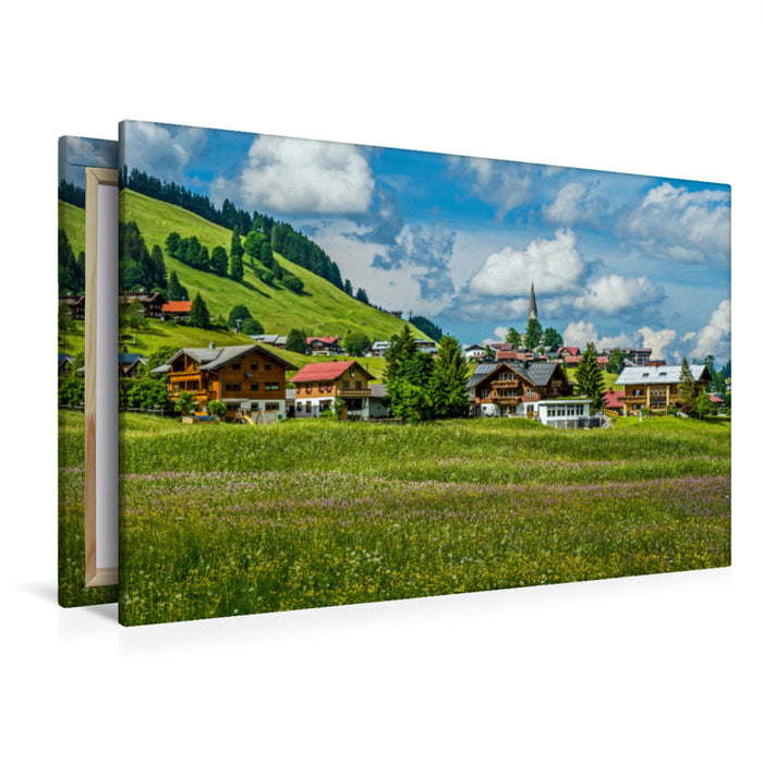Premium textile canvas Premium textile canvas 120 cm x 80 cm landscape Enchanting Kleinwalsertal 
