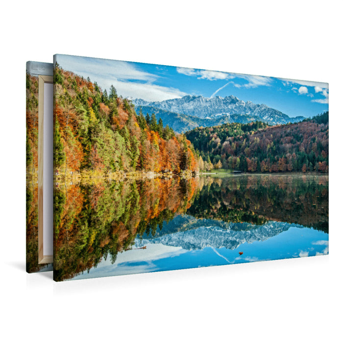 Premium textile canvas Premium textile canvas 120 cm x 80 cm landscape Water reflection at Hechtsee 