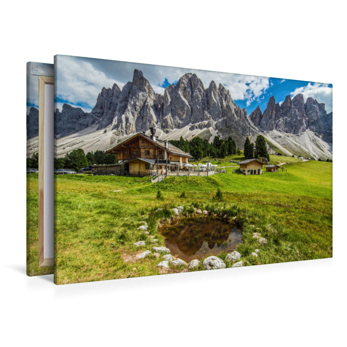 Premium textile canvas Premium textile canvas 120 cm x 80 cm landscape Geisler Alm in the Dolomites 