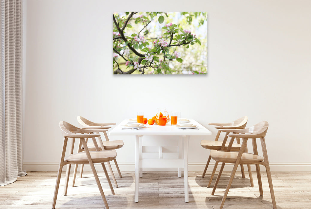 Premium textile canvas Premium textile canvas 120 cm x 80 cm landscape Blooming branches 