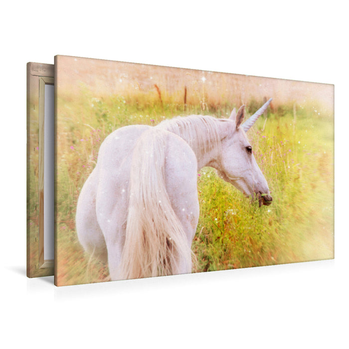 Premium textile canvas Premium textile canvas 120 cm x 80 cm landscape unicorns - fairytale horses 