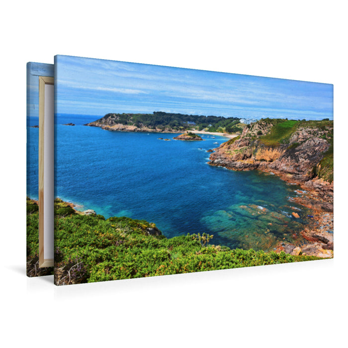 Premium textile canvas Premium textile canvas 120 cm x 80 cm across Portelet Bay 
