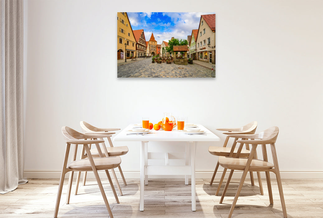 Premium textile canvas Premium textile canvas 120 cm x 80 cm landscape Old fountain on the market square 