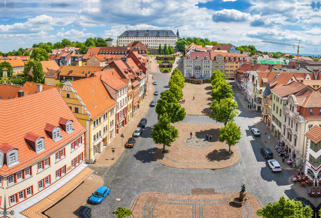 Premium textile canvas Premium textile canvas 120 cm x 80 cm landscape View of Friedenstein Castle from the town hall tower 