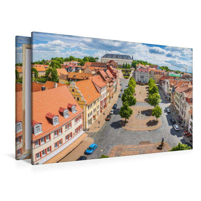 Premium textile canvas Premium textile canvas 120 cm x 80 cm landscape View of Friedenstein Castle from the town hall tower 