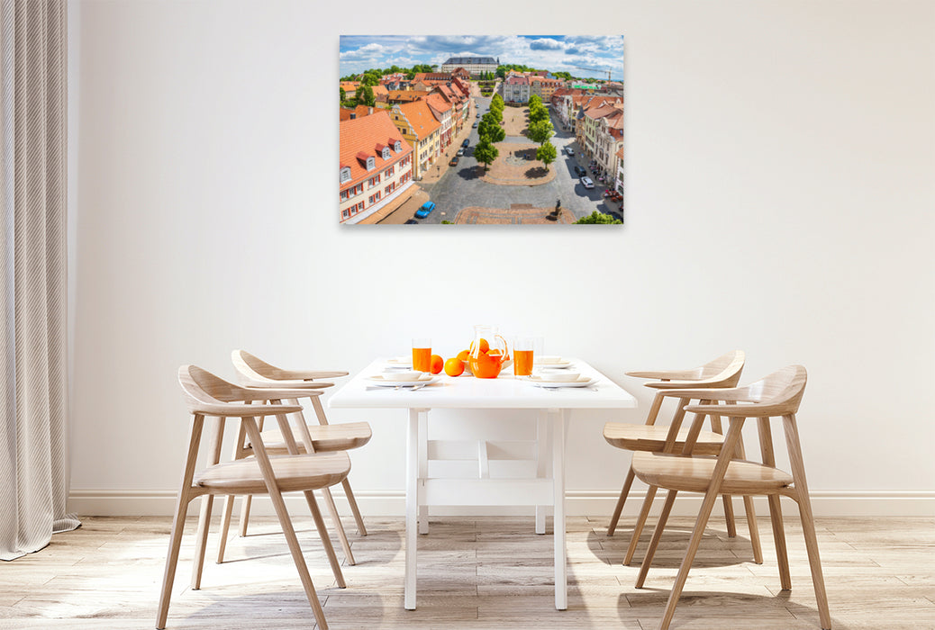Premium textile canvas Premium textile canvas 120 cm x 80 cm landscape View of Friedenstein Castle from the town hall tower 