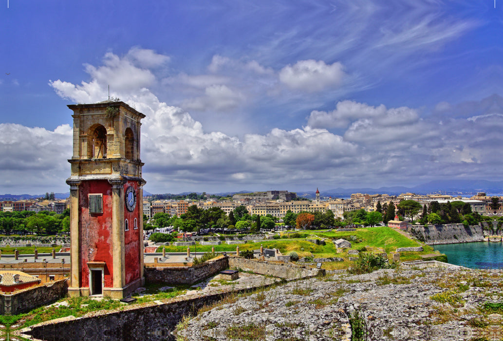 Premium textile canvas Premium textile canvas 120 cm x 80 cm landscape Corfu city 