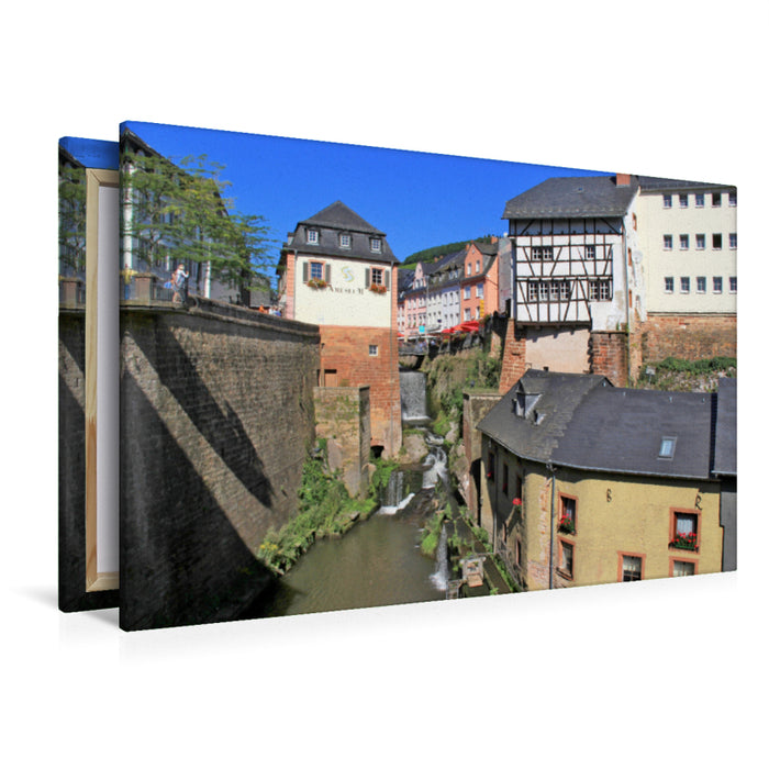 Premium textile canvas Premium textile canvas 120 cm x 80 cm across Saarburg - Located on the banks of the Saar 