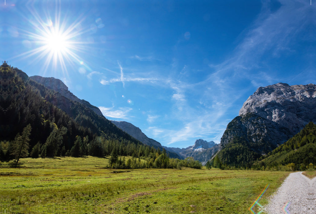 Premium textile canvas Premium textile canvas 120 cm x 80 cm across Karwendel Valley 