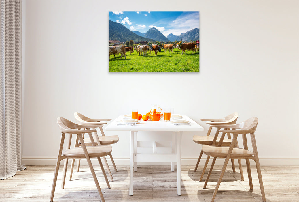 Premium textile canvas Premium textile canvas 120 cm x 80 cm landscape Almabtrieb in Pertisau 