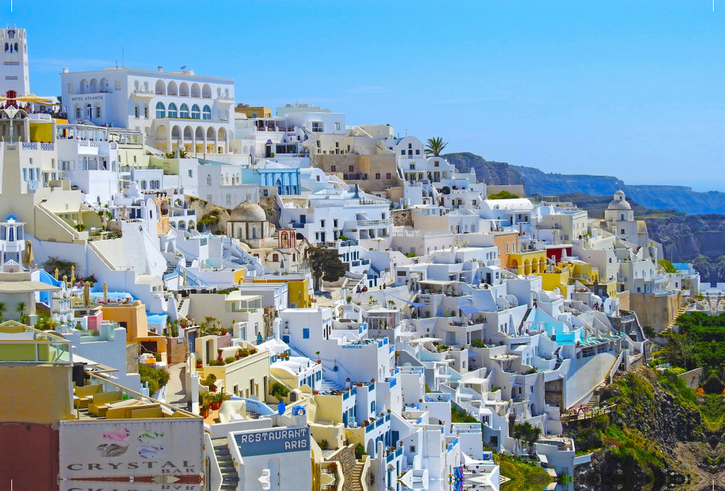 Premium textile canvas Premium textile canvas 120 cm x 80 cm landscape Santorini, Queen of the Greek Islands 