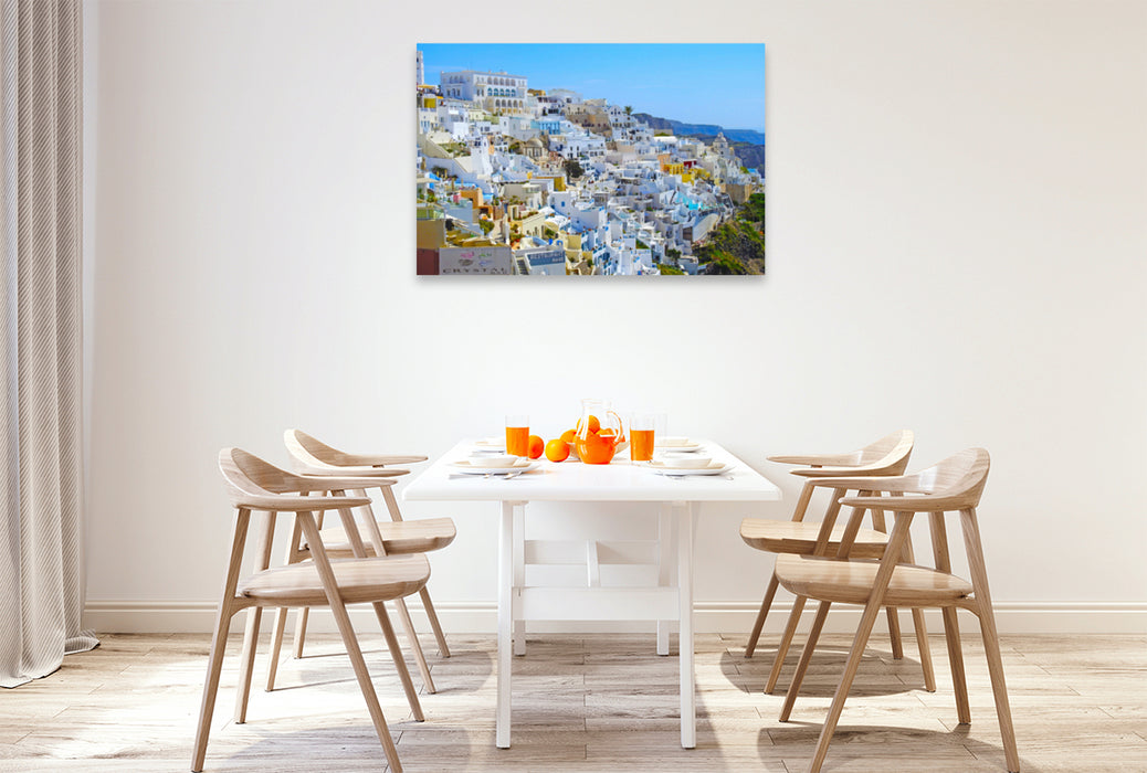 Premium textile canvas Premium textile canvas 120 cm x 80 cm landscape Santorini, Queen of the Greek Islands 