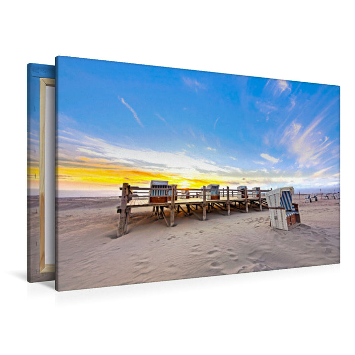 Premium textile canvas Premium textile canvas 120 cm x 80 cm landscape Sunset on the beach 